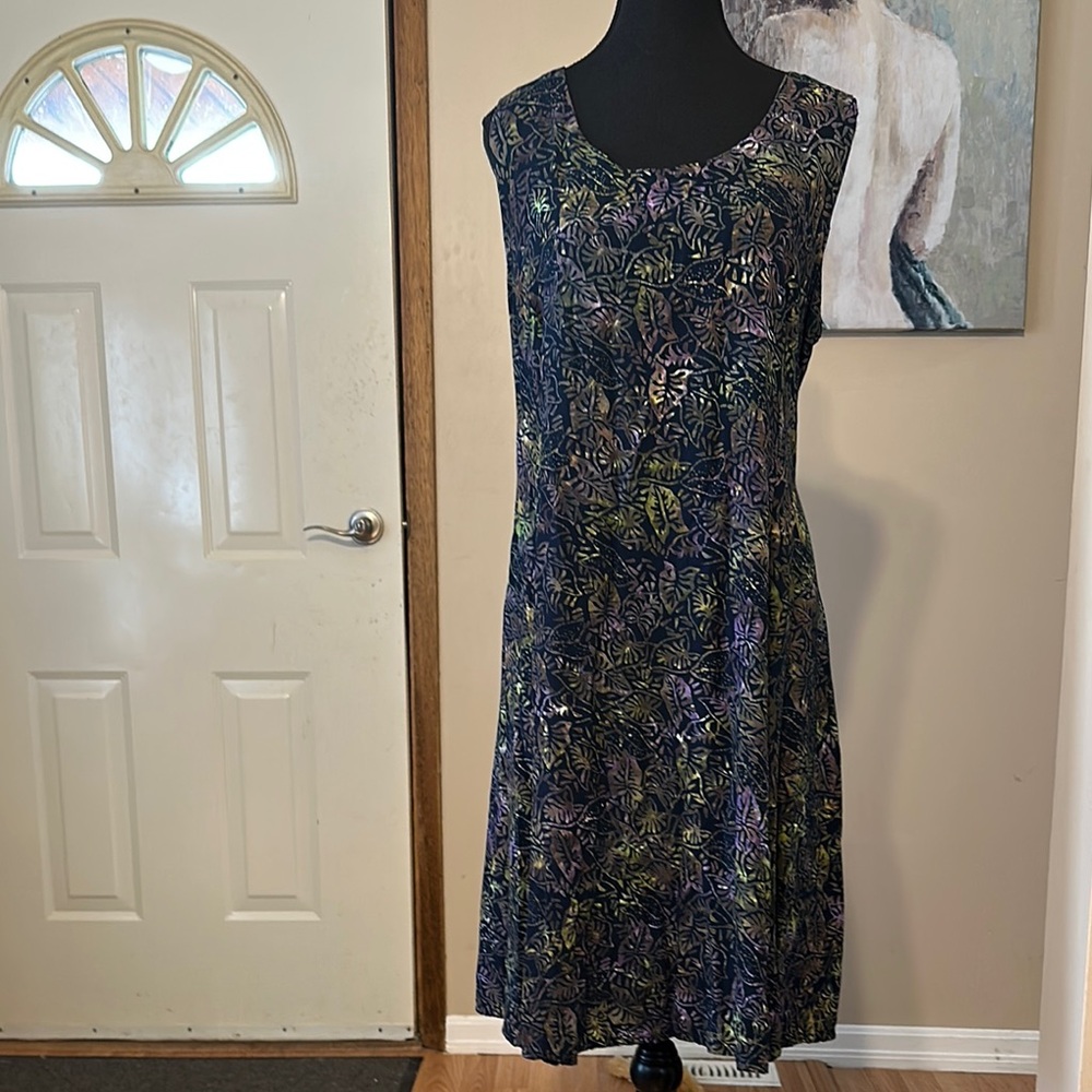 BLUE SKY Elegant Multicolor Sleeveless Dress with pockets. Size XL. PTP 23